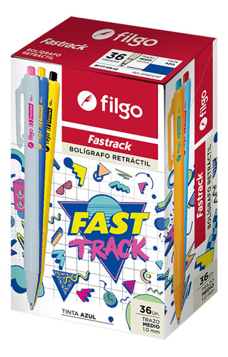 Lápices Retráctil Fastrack 1.0 / Caja 36 Azul 