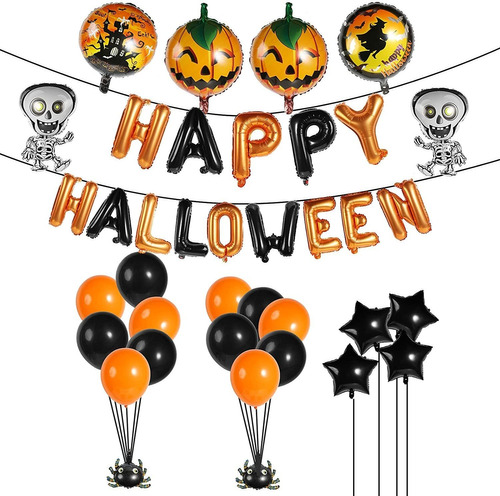 Colorido Kit De Pancartas Con Globos De Halloween: 29 P...