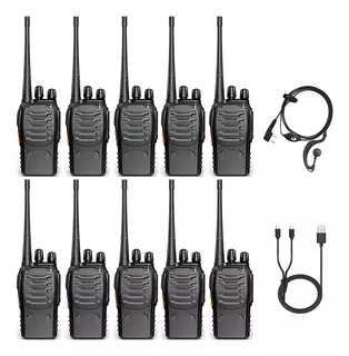 10pz Radios Bf-888h Uhf Walkie Talkie Cable Usb Con Linterna