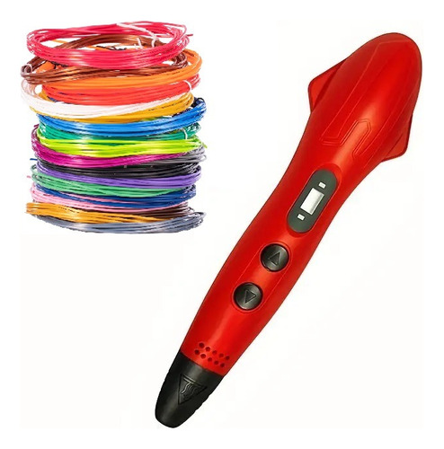 Bolígrafo Lápiz Impresora 3d Sm-03 Lcd + Filamentos 54mt Red