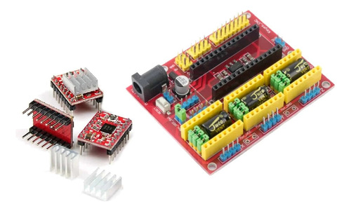 Kit Cnc Shield V4 3 Ejes +3 Driver A4988 Pololu Arduino Nodo