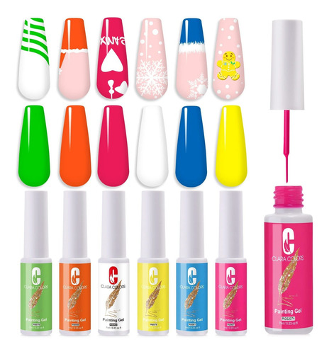 Esmalte De Uñas Con Forro De Gel, 6 Colores, Pincel Fino Uv