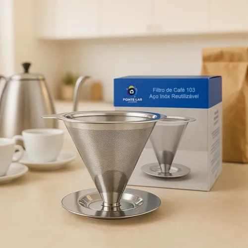 Filtro De Café Reutilizável Em Aço Inox Modelo 103 Peneira Perman...