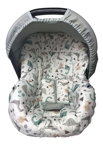 Capa Para Bebe Conforto - Dino Cinza
