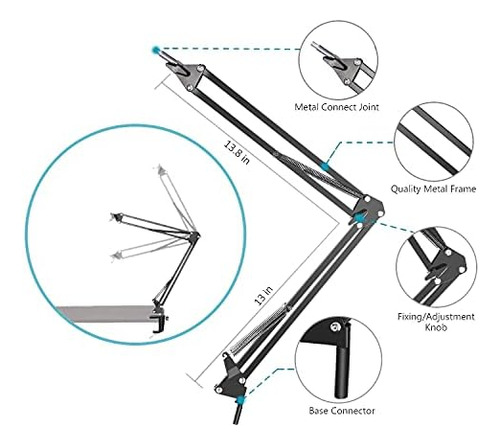 Razer Seiren X Mic Boom Arm Stand Con Filtro Pop, Compatible