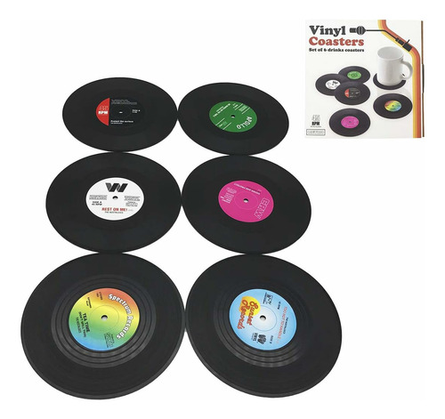 Posavasos Retro De Vinilo Para Discos Cd (6 Unidades)