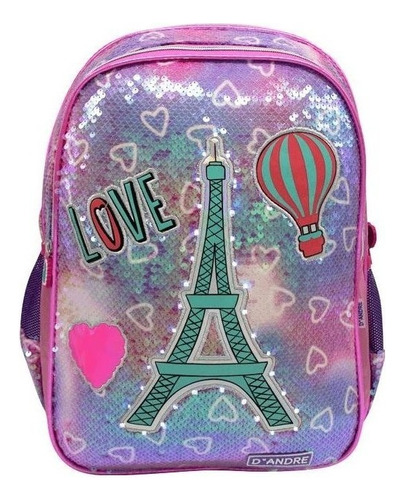 Mochila Love Paris Primaria Backpack Sh220 Color Rosa Diseño De La Tela Poliéster