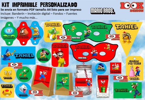 Kit Imprimible Candybar Super Mario Bros Personalizado Pdf