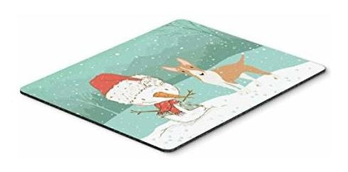 Fawn Bull Terrier Muñeco De Nieve Navidad Mouse Pad, Hot Pa