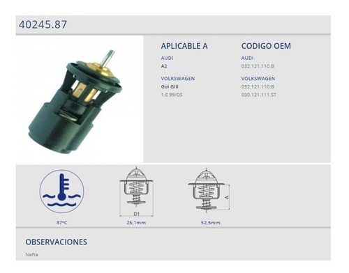 Termostato Vw Gol Power 1.0 1999 / 2005 - Audi A3