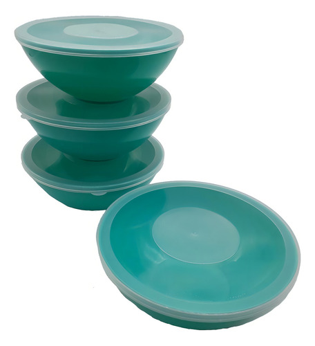 10 Potes Redondo Com Tampa Marmita Sobremesa 600 Ml Verde