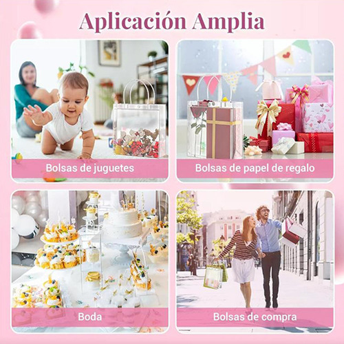 20 Bolsa Regalo Con Asa Transparentes Boda Bautizo Recuerdos