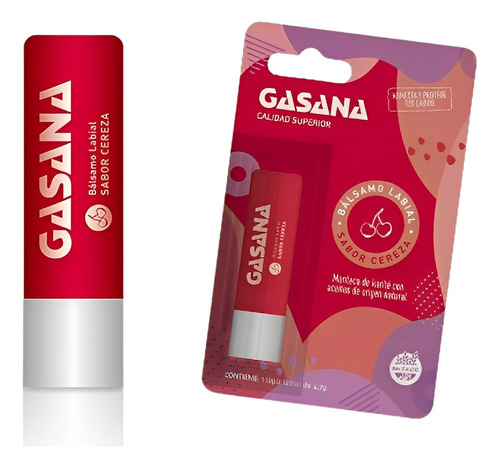 Protector Labial Gasana Sabor Cereza Cherry Con Color X4,7gr