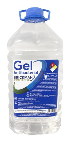 Gel Antibacterial Brickman Suministros Galon Pet 3 Litros 