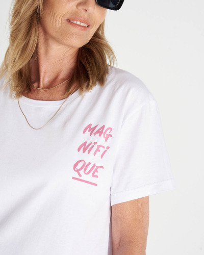 Remera Portsaid Simon Manga Corta Color Blanco Para Mujer
