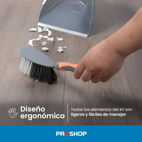 Kit Limpieza Hogar Escoba Pala Cepillos + Plumero Microfibra