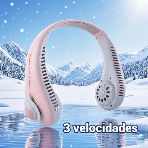 Ventilador De Cuello Portatil Usb Recargable 3 Velocidades Rosa