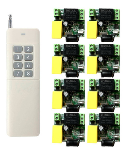 Control Remoto 8 Canales Y 8 Receptores 220v 10a 433mhz Rf 