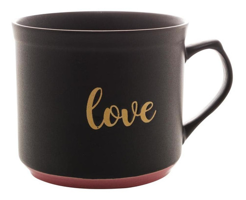 Caneca Wolff Love De Cerômica Preto Matt Rosa 660ml