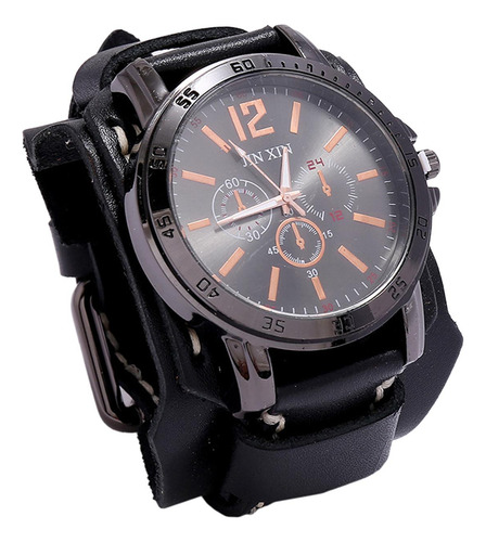Reloj De Pulsera Para Hombre, Reloj De Cuero, Correa Ancha,