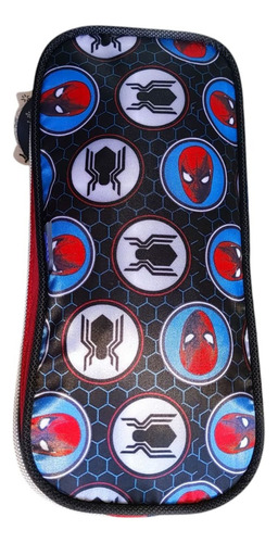 Lapicera Escolar Spiderman Doble Cierre Ruz Rojo 3d