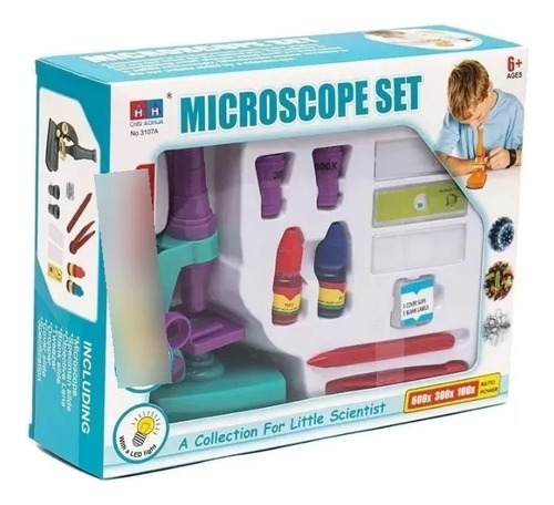 Microscopio Juguete Set Completo 18cm Luz Accesorios