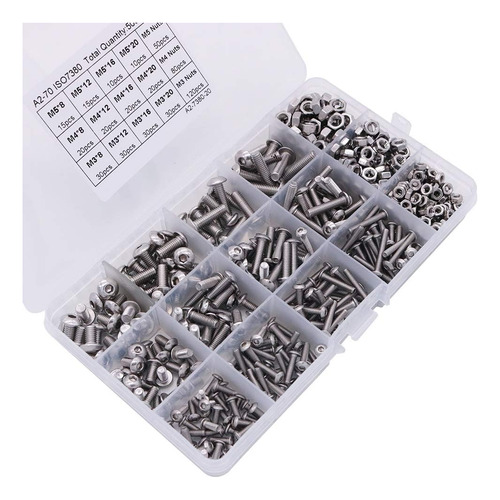 Box - Juego De 500 S Y Tuercas De Acero Inoxidable M3 M4 M5