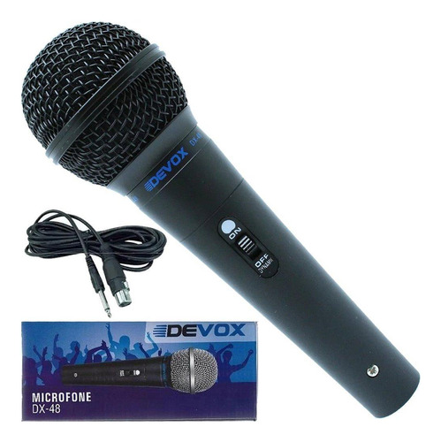 Microfone Com Fio De Mão Devox Dx-48 Profisssional Dinâmico