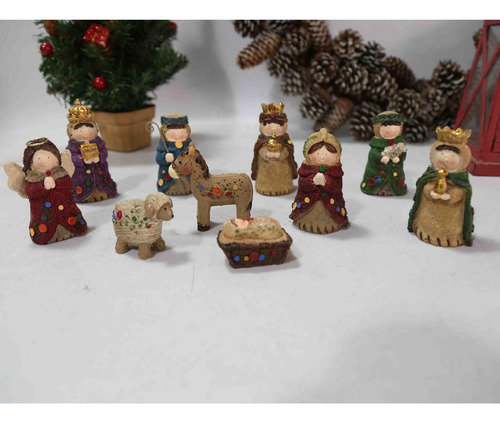 Juego De Belén Con Figuras Navideñas De 10 Piezas Para