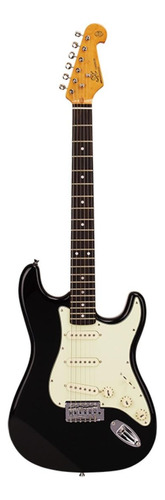 Guitarra elétrica SX Vintage Series SST62+ de  tília black brilhante com diapasão de pau-rosa