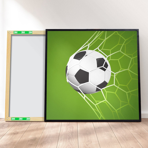 Imagem 1 de 4 de Quadro Decorativo 40x40 - Infantil Futebol Bola Na Rede