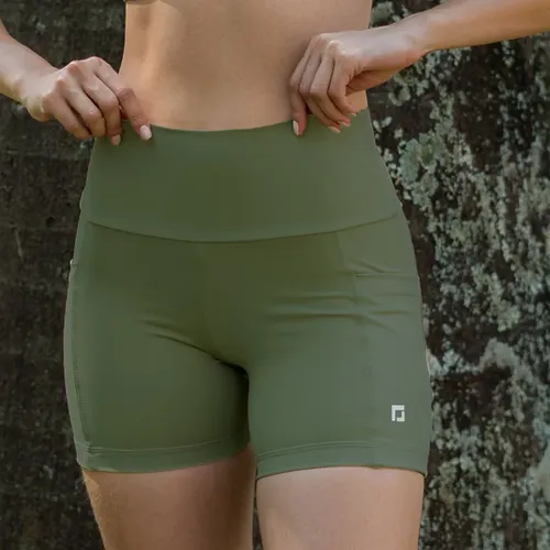 Short Academia Feminino Com Bolsos Zero Transparência