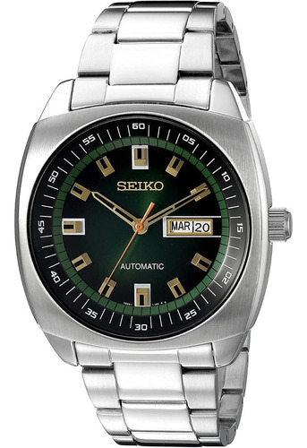 Seiko Recraft Green Automatico Color de la correa Plateado Color del bisel Plateado Color del fondo Verde botella