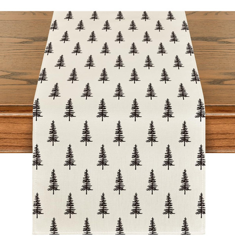 Camino De Mesa De Navidad Beige Con Árbol De Navidad, Decora