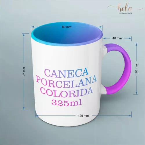 Caneca Porcelana Alça e interior colorido lilo e stitch