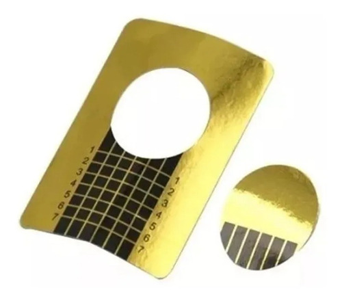 100 Moldes Adesivos Papel Unhas Gel Porcelana Prof. Cor Dourado