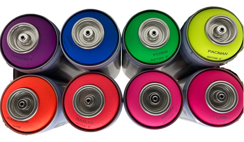 Kit 360  Paint Barniz Neon Mate Grafitti 8 Sprays +3 Caps