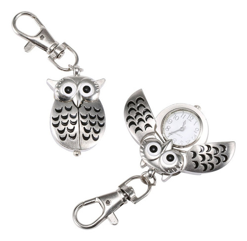 2 Piezas Moda Unisex Llavero Reloj De Bolsillo Metal Allo