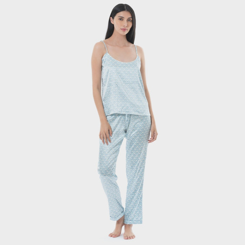 Pijama Mujer Top Y Pantalón Floral Crema - Noite