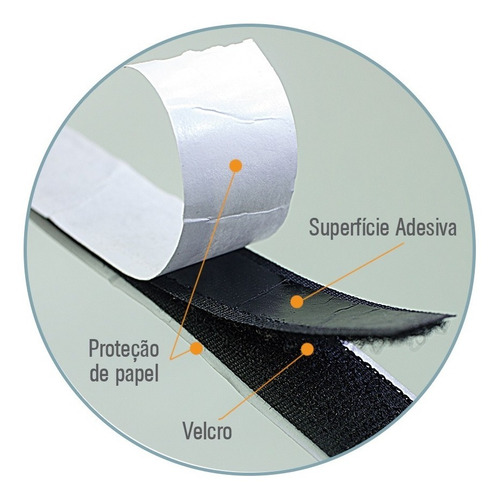Imagem 4 de 5 de 10 Unidades Velcro Com Adesivo Compatível Preto - 25mm