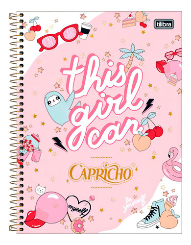 Caderno Espiral Capa Dura 1x1 Capricho 80 Folhas 4un Tilibra