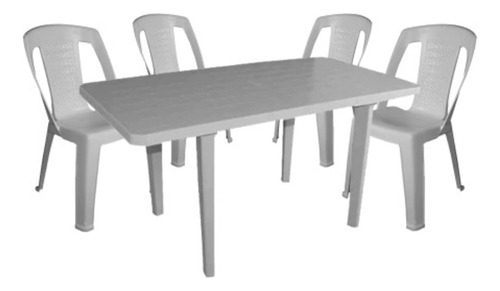 Combo 4 Sillas Capri 1 Mesa Encastrable Mascardi Plastico 