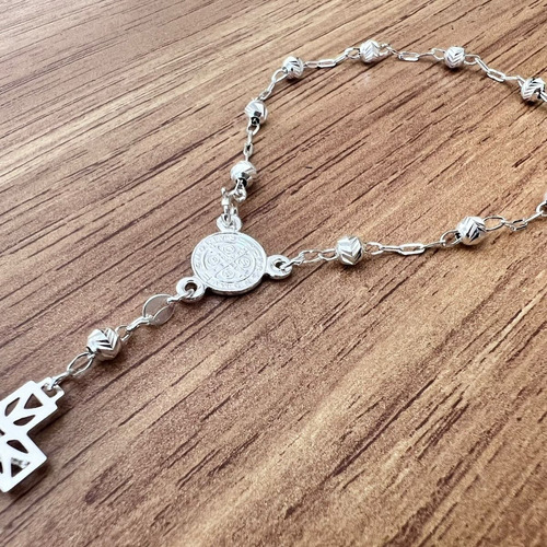 Pulsera Misterio Medalla San Benito De Plata .925 Agálea