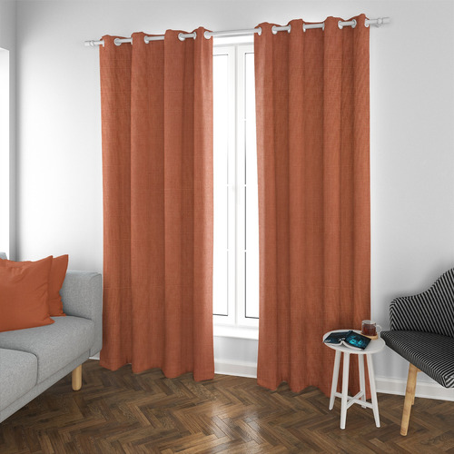 Set De Cortinas Blackout 2 Paños De 140 X 220 Cm Naranja