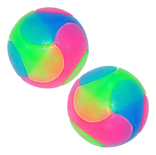Pelota Elástica Brillante Y Luminosa 2 Pzs Para Perro