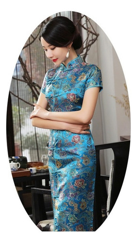 Vestido Bordado Con Diseño Tradicional Chino, Varias Tallas