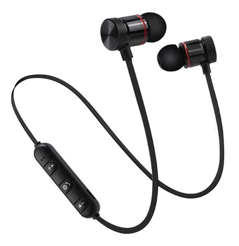 Auriculares deportivos magnéticos recargables Bluetooth 5.0 de color negro