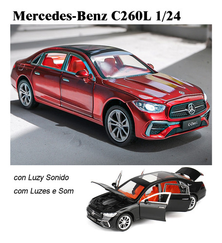 Benz Cless C260l Miniatura Metal Coche Con Luz Y Sonido 1/24