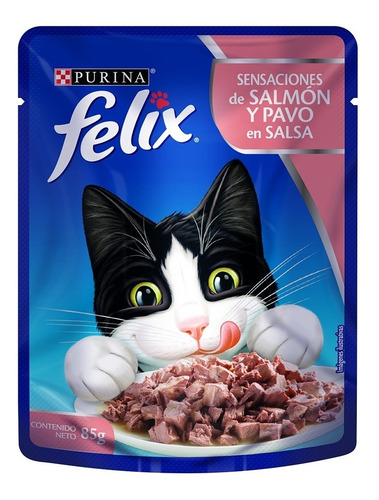 Felix Sensaciones De Salmon Y Pavo En Salsa 85gr (pcx10un)