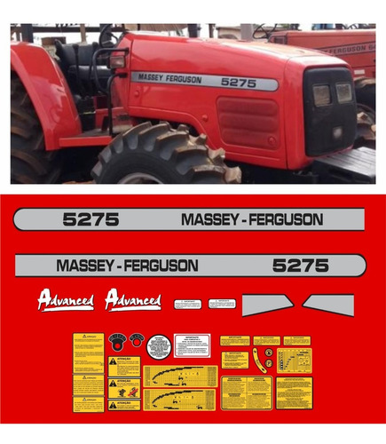 Kit Adesivo Trator Massey Ferguson Mf 5275 Advanced Mk Cor padrão